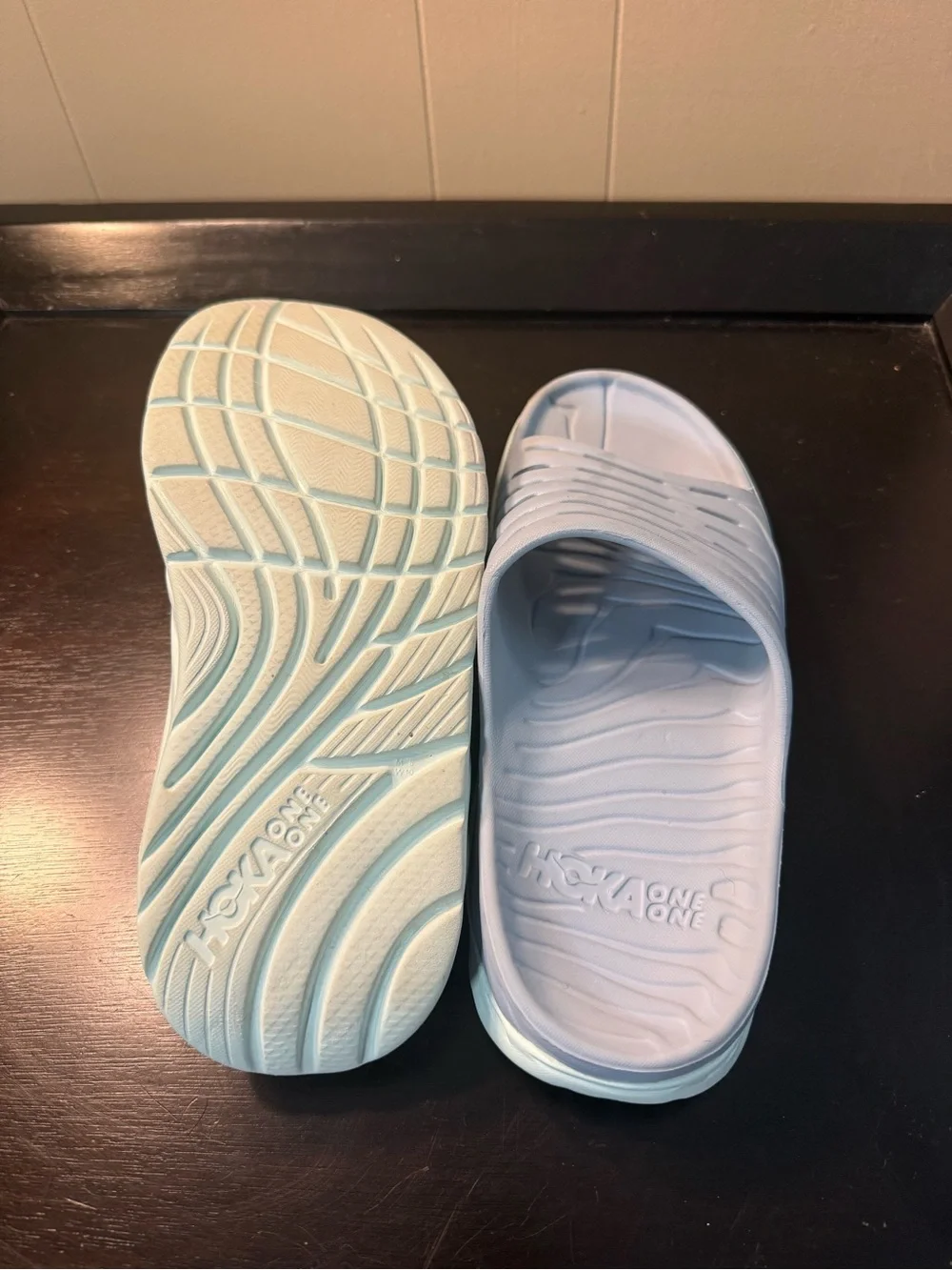 Hoka One One Kids Light Blue Slip-On Slide Sandals